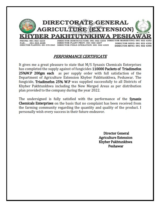 Directorate General Agriculture (Extension) Khyber Pakhtun khwa Peshawar
